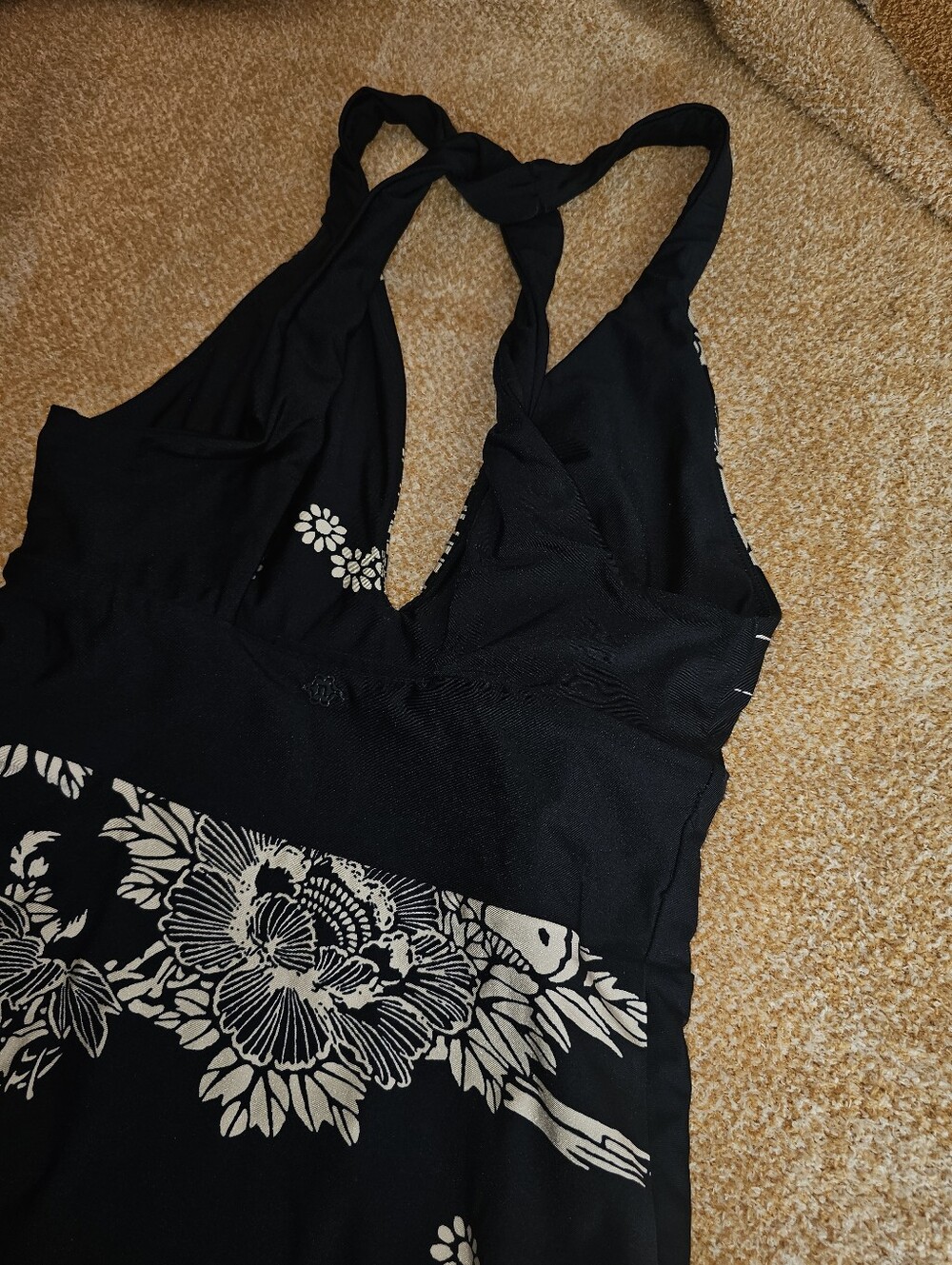 NANETTE LEPORE Navy Butterfly Asian Inspired Reversable Halter Swimsuit - XS - Picture 5 of 9